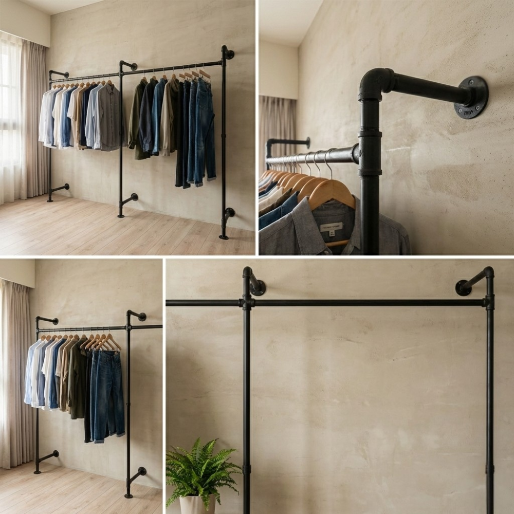 工業風牆面開放式衣架-WA-2RLU-2100