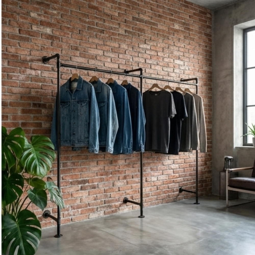 工業風牆面開放式衣架-WA-2RLU-2100