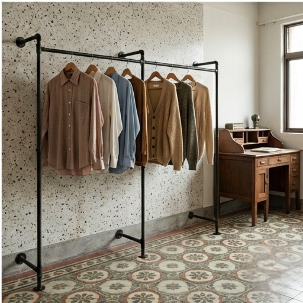 工業風牆面開放式衣架-WA-2RLU-2100