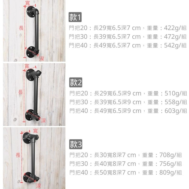 設計款門把鐵管門把水管門把木門拉把手把穀倉門把 | 小藍湖產品形象專家